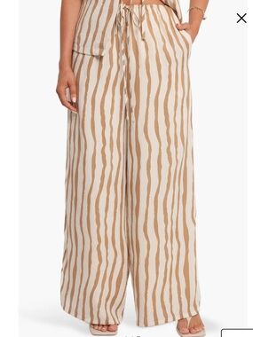 Pedal and pup Mario stripe wide leg cotton blend drawstring pants